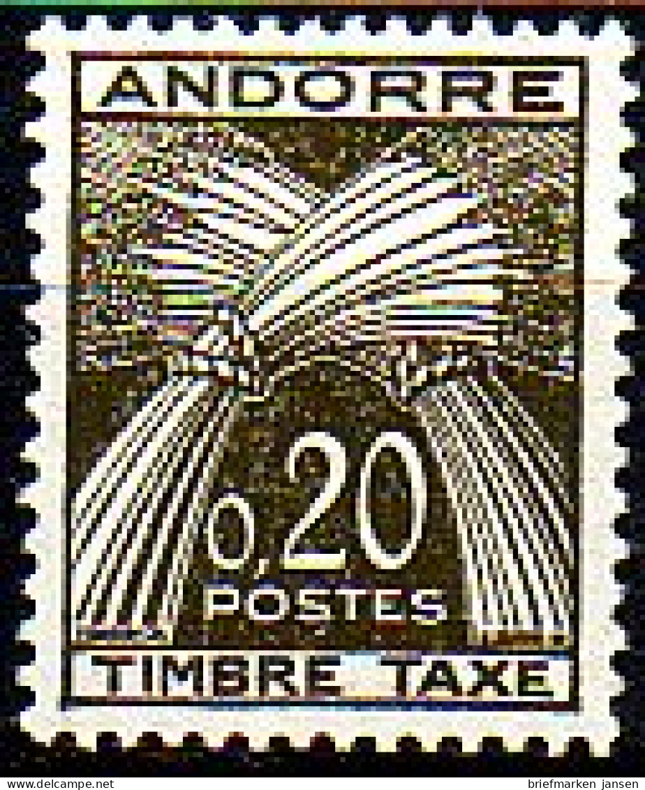 Andorra Frz. Porto Mi.Nr. 44 Weizengarben, Inschrift TIMBRE TAXE (0,20) - Sonstige & Ohne Zuordnung