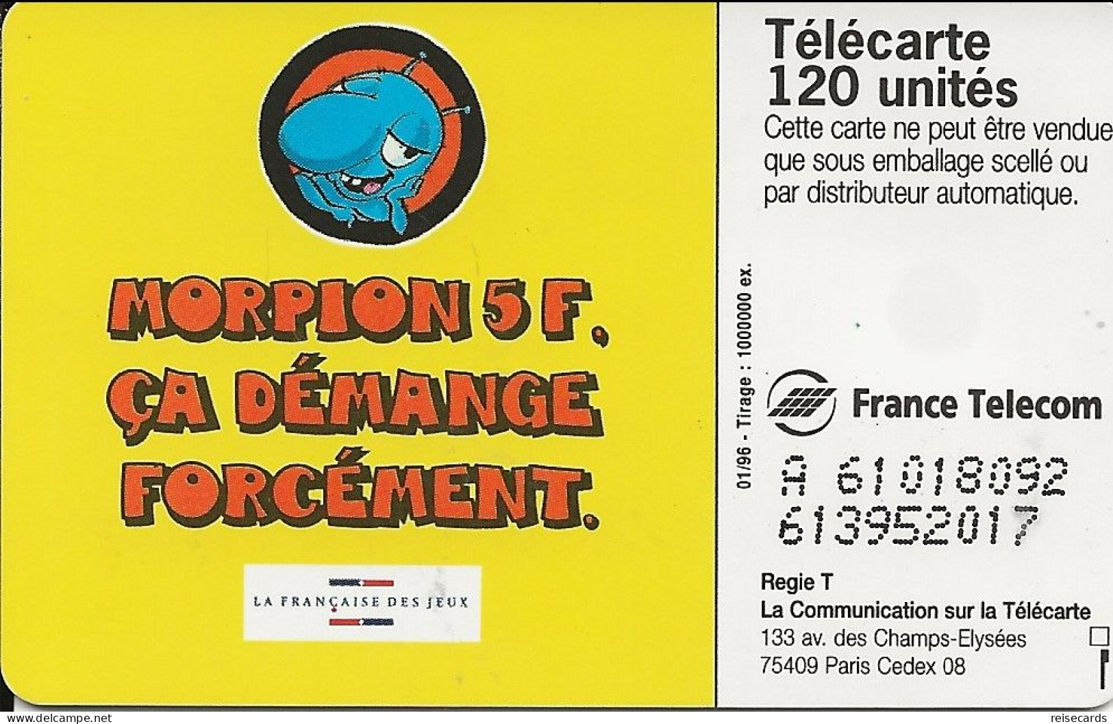 France: France Telecom 01/96 F617 Morpion - 1996