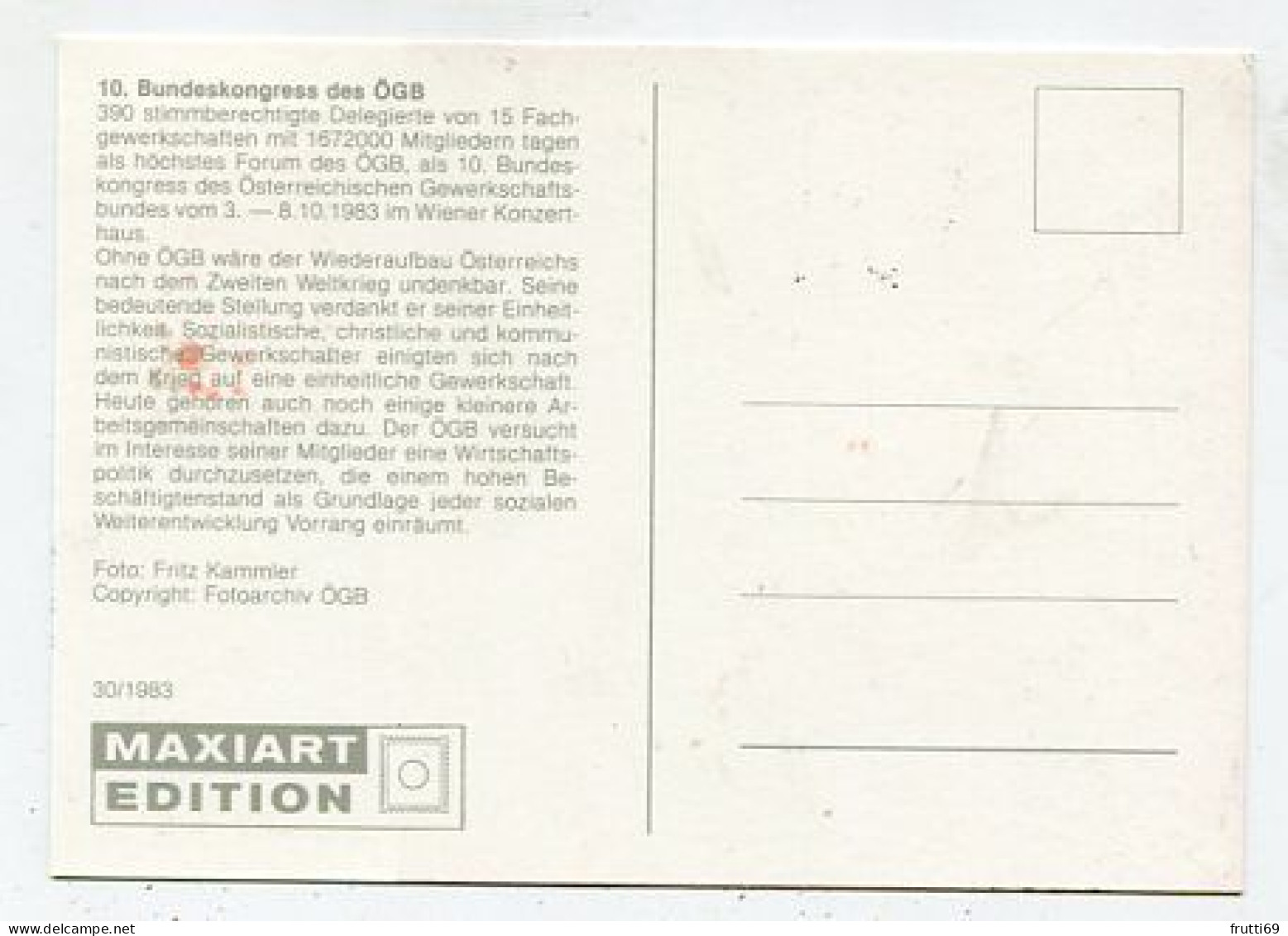 MC 213308 AUSTRIA - 10. Bundeskongress Des ÖGB - Cartas Máxima