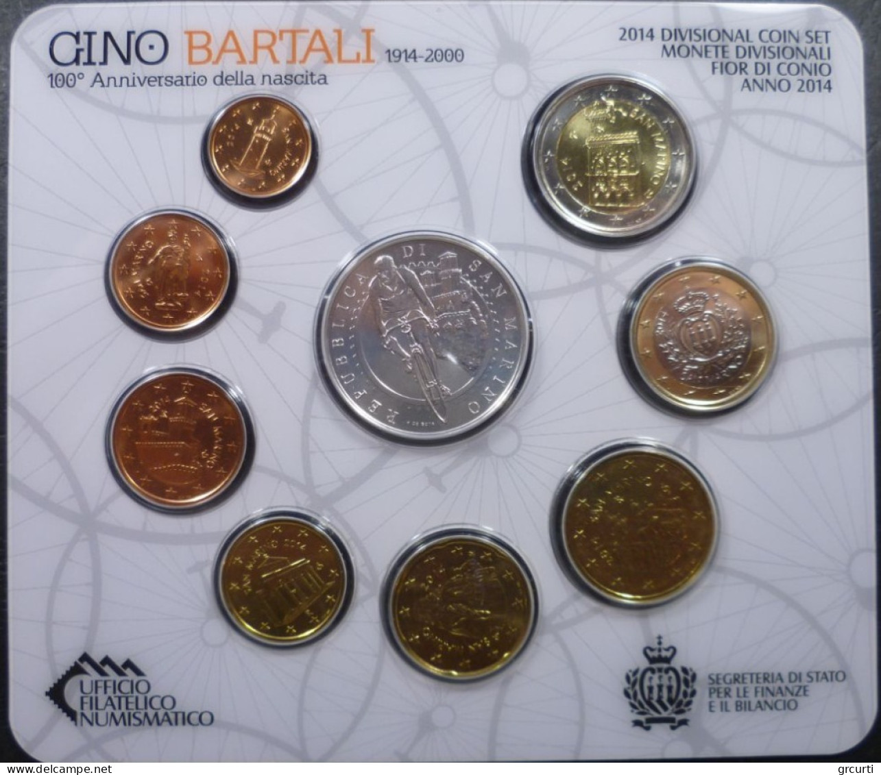 San Marino - 2014 - Serie Zecca - Con 5 € Argento "Gino Bartali" - San Marino