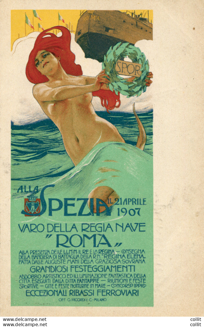 1907 Spezia Varo Della Regia Nave Roma - Bella Cartolina A Colori - Poststempel