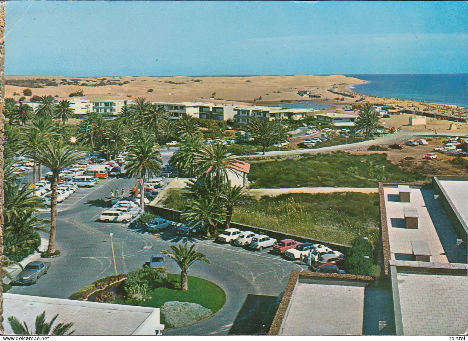 Spanien - Maspalomas Beach From Hotel Oasis - Cars - VW Cabrio - Chevrolet - Simca - Renault R4 - Nice Stamp - Gran Canaria