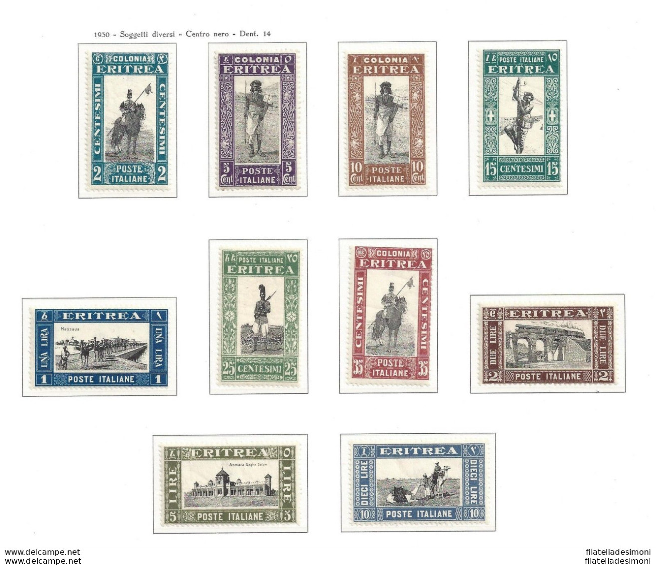 1930 ERITREA, N° 155/164  10 Valori  MNH/** - Eritrea