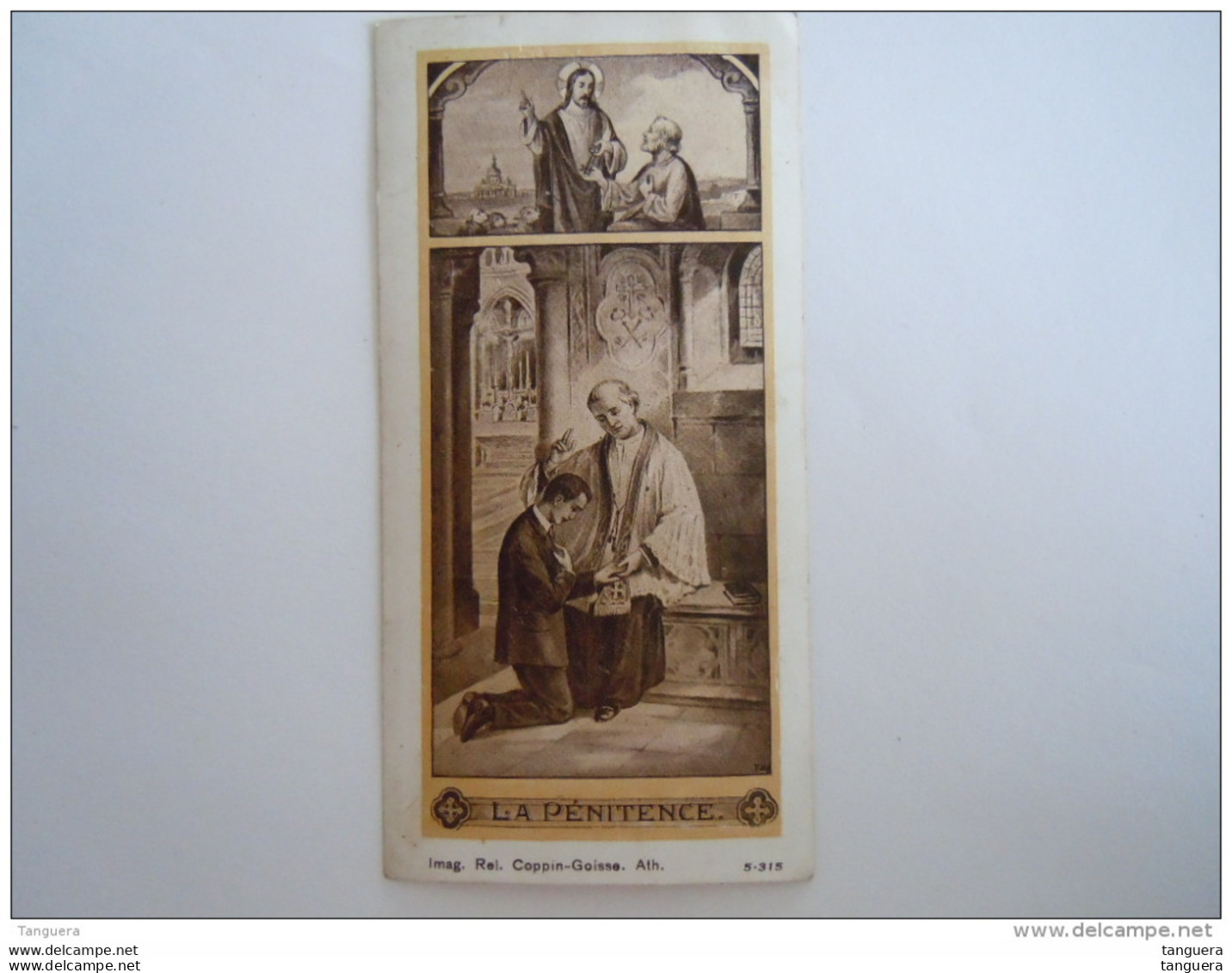 Image Pieuse Holy Card La Pénitence Jaunie Coppin-Goisse Ath - Devotieprenten