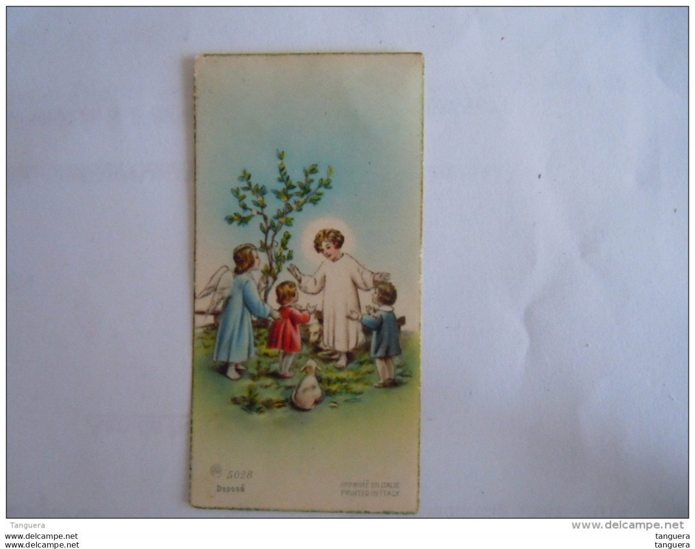 Image Pieuse Holy Card Santini Biddend Kindjes Engel Jezus Enfants Ange Jésus AR 5028 Italy Form 4 X 8 à été Collé - Devotieprenten