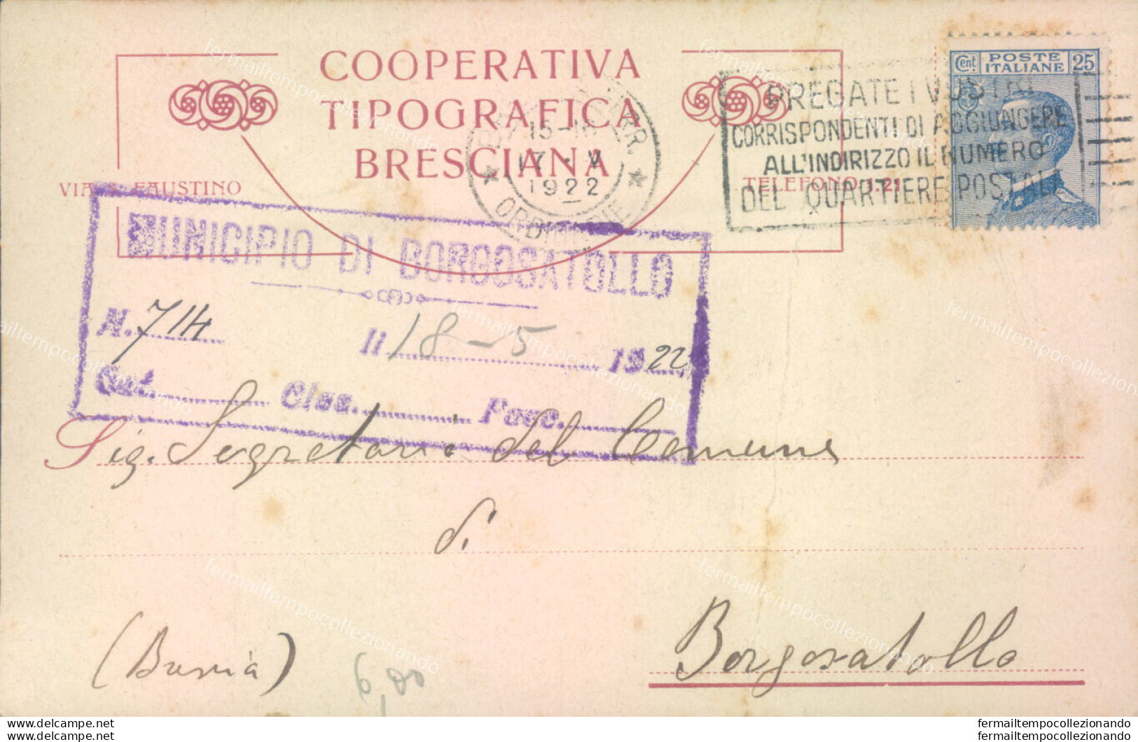 Aa504 Cartolina Commerciale Brescia Citta' 1900 - Brescia