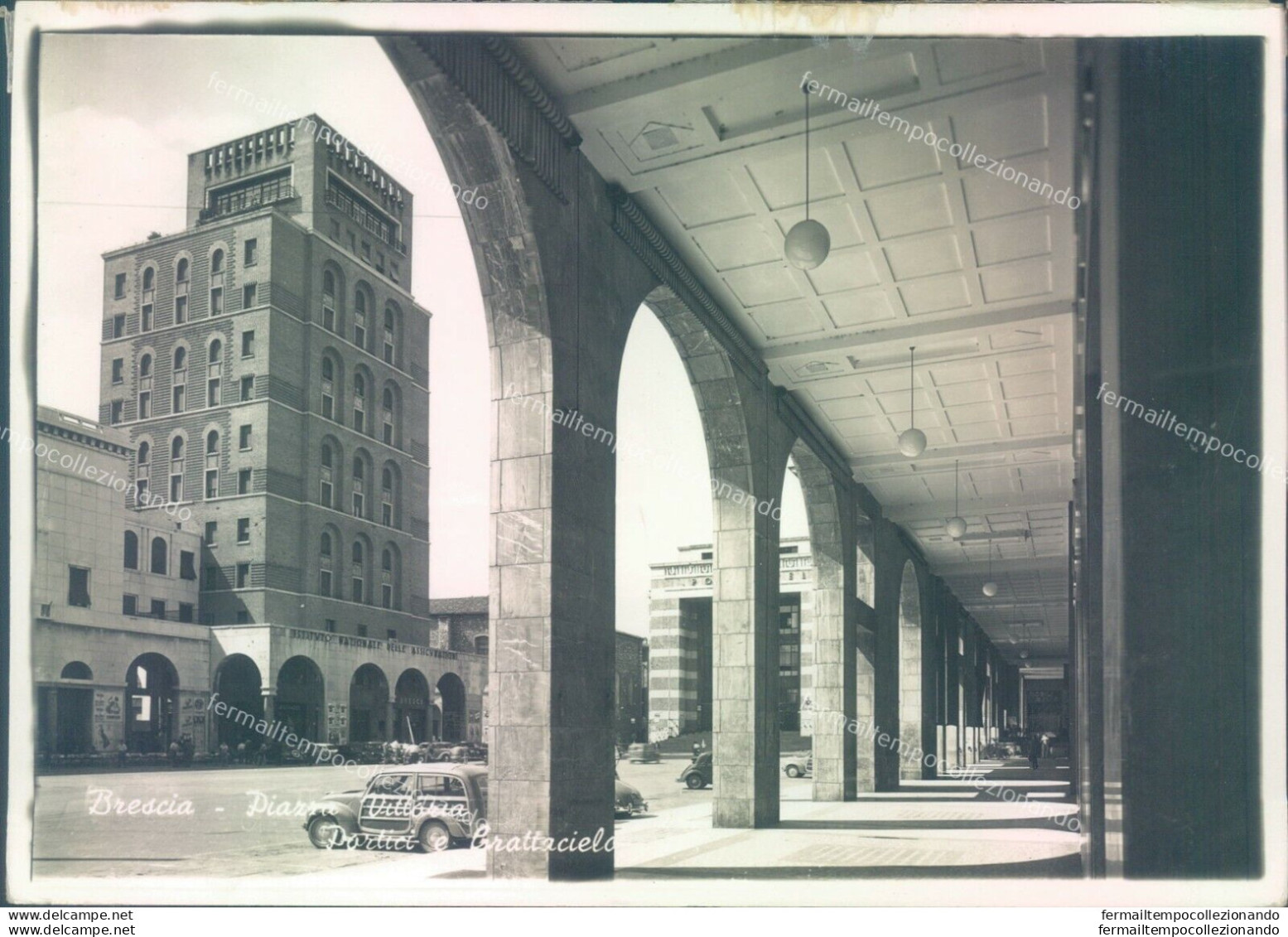 G218 Bozza Fotografica Brescia Citta' Piazza Vittoria Portici E Grattacielo - Brescia