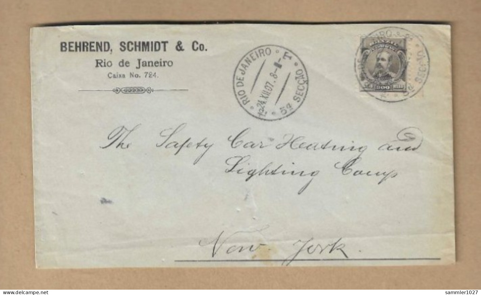 Los Vom 17.04 -  Heimatbeleg  Aus  Rio Nach Ney York  1907 - Lettres & Documents