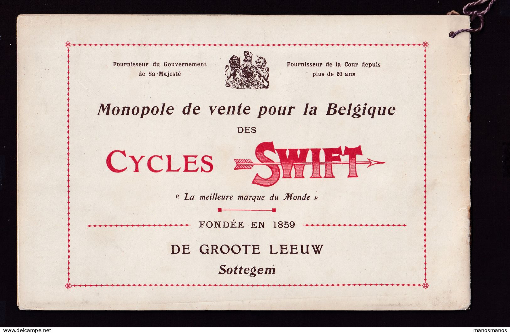 DDGG 006 -- BELGIQUE VELO - Catalogue Des Cycles " DE GROTE LEEUW " à SOTTEGEM - Aussi Marques SWIFT Et DELTA - Ciclismo
