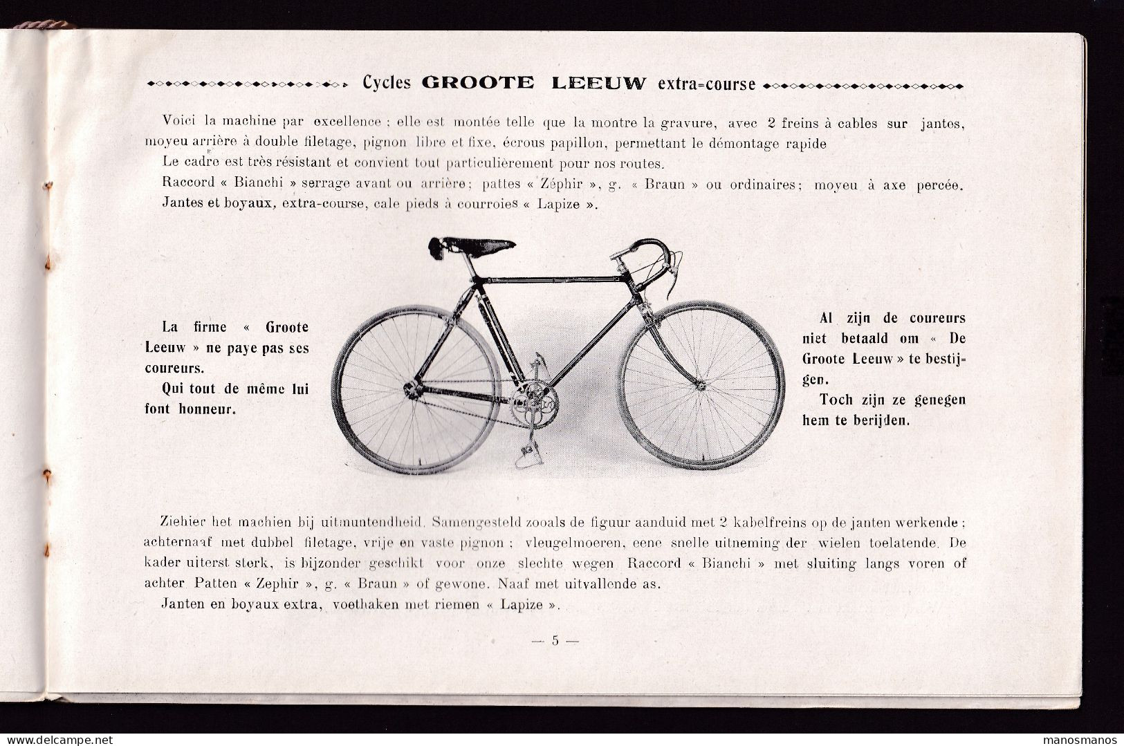 DDGG 006 -- BELGIQUE VELO - Catalogue Des Cycles " DE GROTE LEEUW " à SOTTEGEM - Aussi Marques SWIFT Et DELTA - Wielrennen