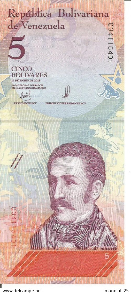 VENEZUELA 5 BOLIVARES 15/01/2018 - Venezuela