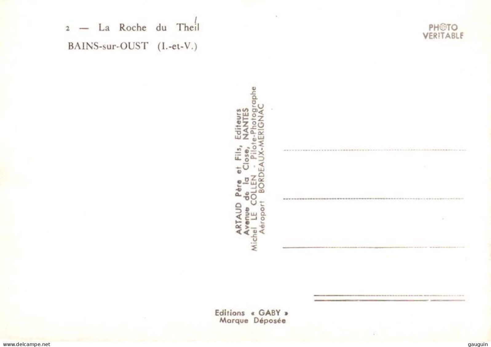 CPSM - BAINS S/OUST - La ROCHE Du THEIL ... Vue Aérienne (pilote-photographe M.Le Collen) - Edition Artaud Gaby - Sonstige & Ohne Zuordnung