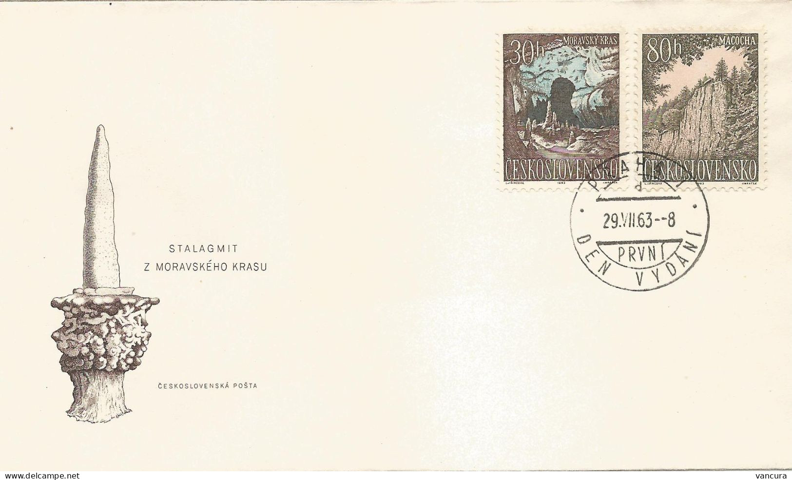 FDC 1324-5 Czechoslovakia Moravian Karst Macocha Abyss 1963 - Andere & Zonder Classificatie