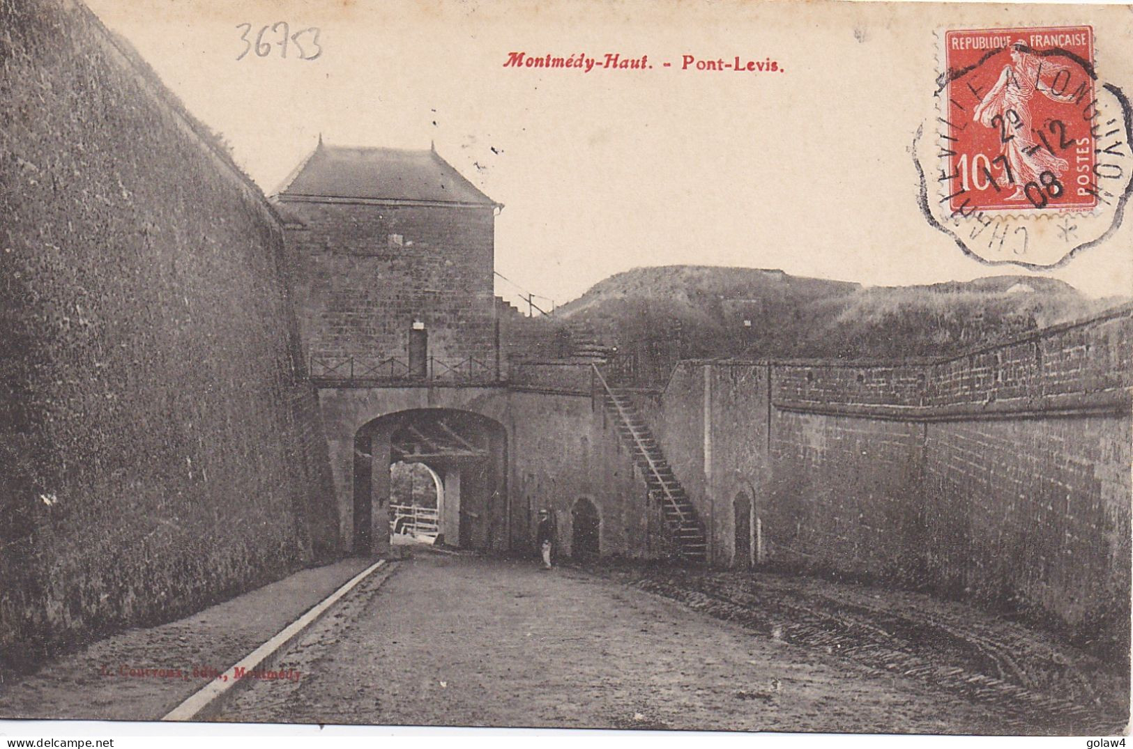 36753# SEMEUSE CARTE POSTALE MONTMEDY Obl CHARLEVILLE A LONGUYON 1908 CONVOYEUR LIGNE MEURTHE ET MOSELLE ARDENNES - Bahnpost