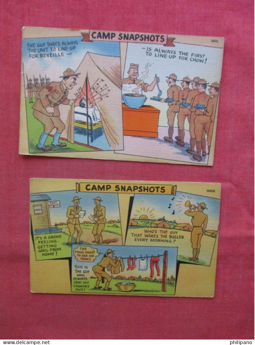 Lot Of 2 Cards. Camp Snapshots.  Military Humor. 1 Card Has Backstain.       Ref 6383 - Humor