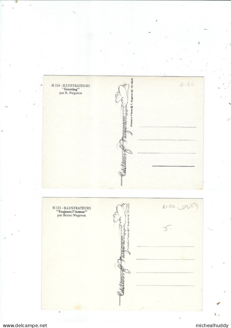 2 POSTCARDS FRENCH NUGERON  PUBLISHED  ART W0RK BY B NUGERON - Contemporain (à Partir De 1950)