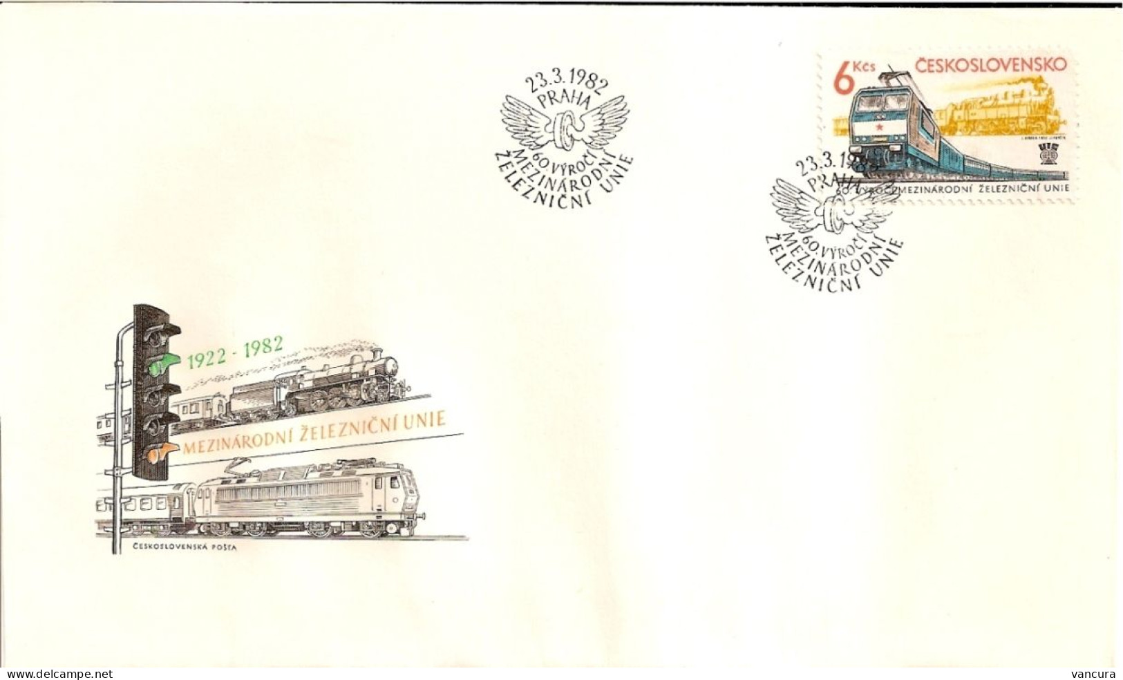 FDC 2530 Czechoslovakia International Railway Union 1982 - Treinen