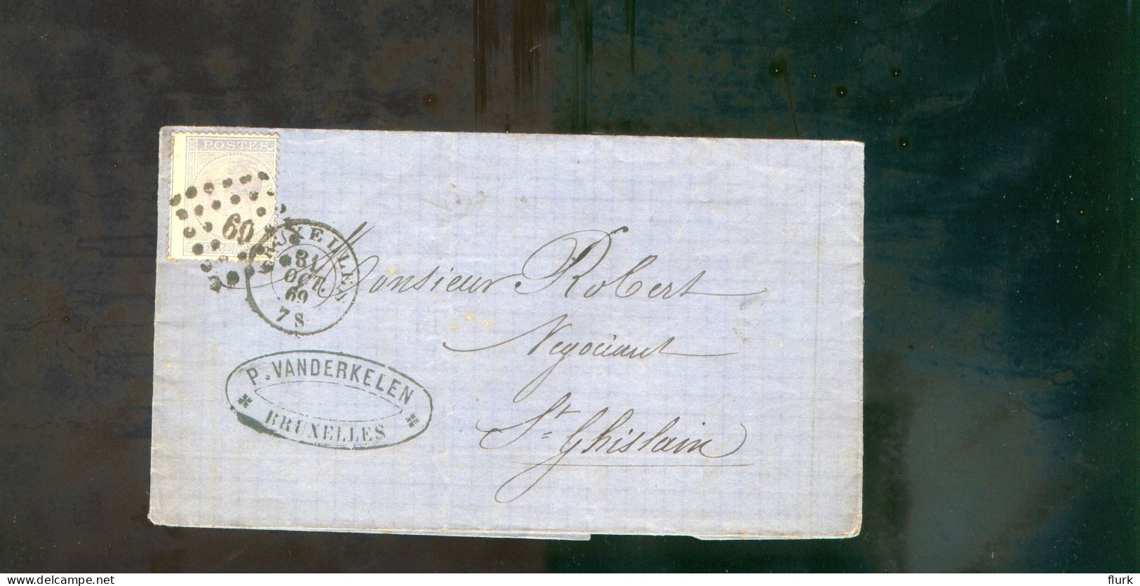 België OCB18 Gestempeld Op Brief Bruxelles-St. Ghislain 1869 Perfect (2 Scans) - 1865-1866 Profile Left