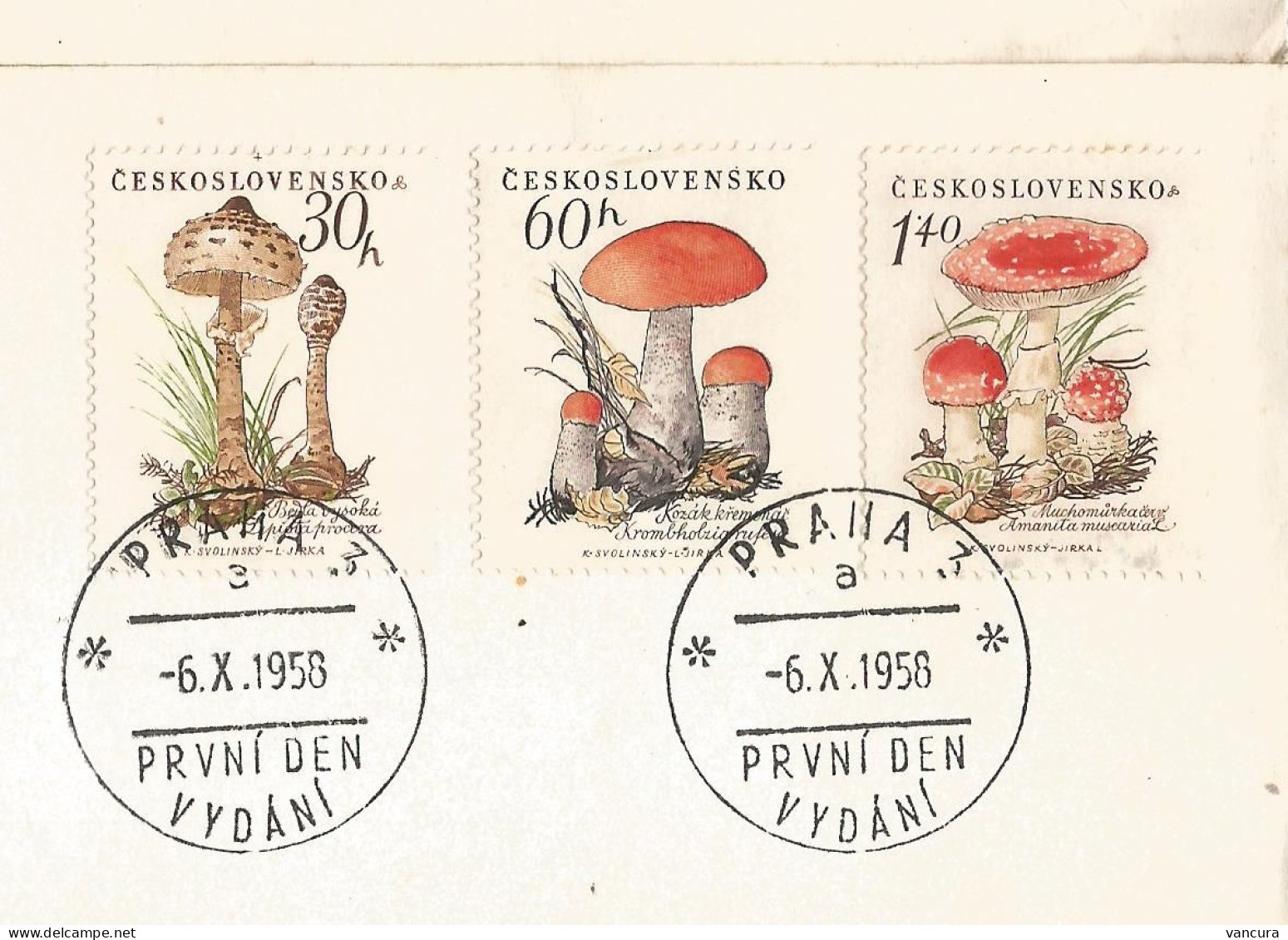 First Day Cancels 1018 - 1022 Czechoslovakia  Mushrooms 1958 - Pilze