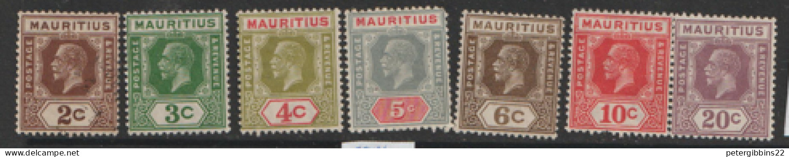 Mauritius  1921  Various Values To 20c  Mounted Mint - Mauricio (...-1967)