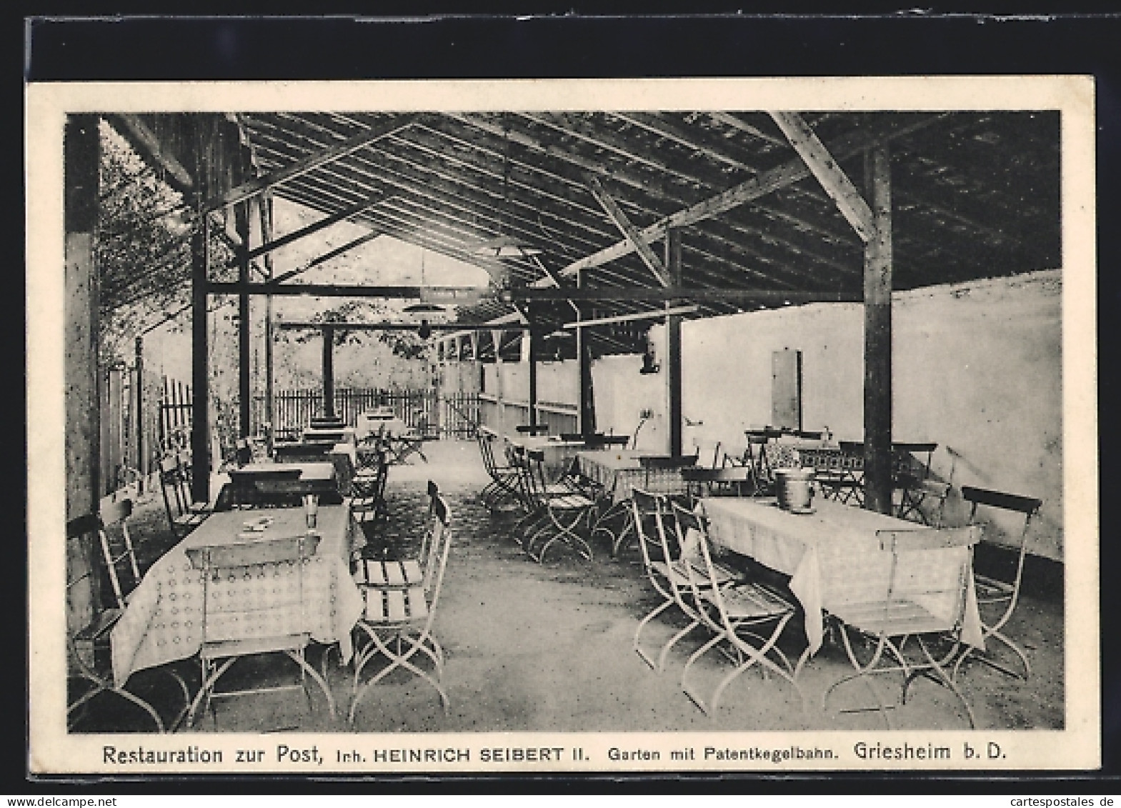 AK Griesheim B. D., Restauration Zur Post, Inh. Heinrich Seibert II., Garten Mit Patentkegelbahn  - Griesheim