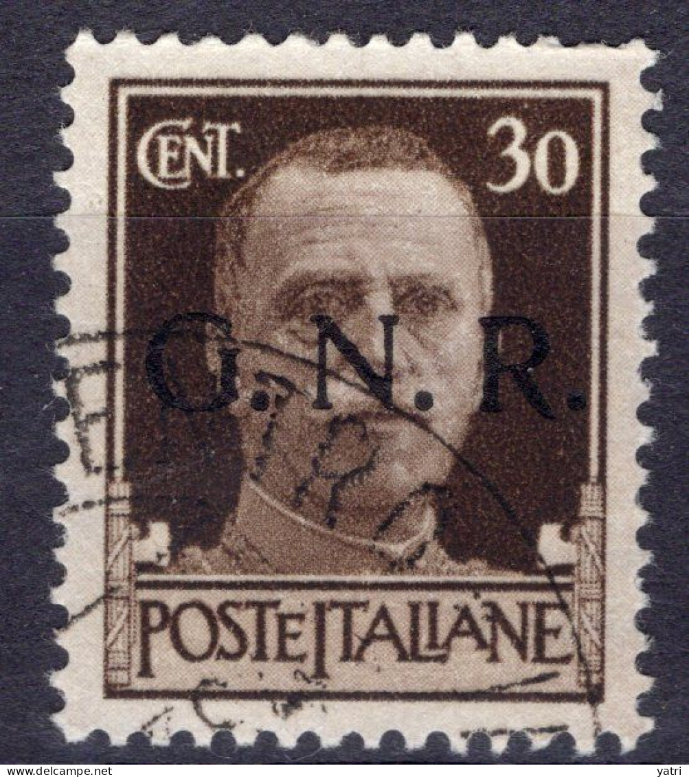 Repubblica Sociale (1943) - GNR Brescia, 30 Centesimi Ø - Afgestempeld