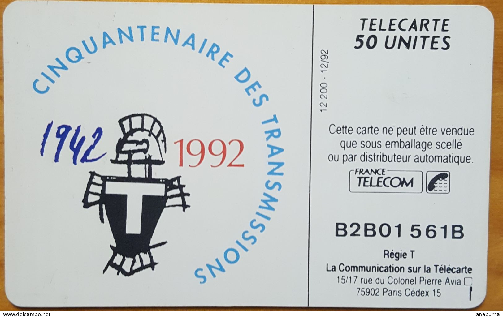 RITA, Transmissions, Carte Commémorative 50eme Anniversaire Des Transmissions 1942 1992 - Leger