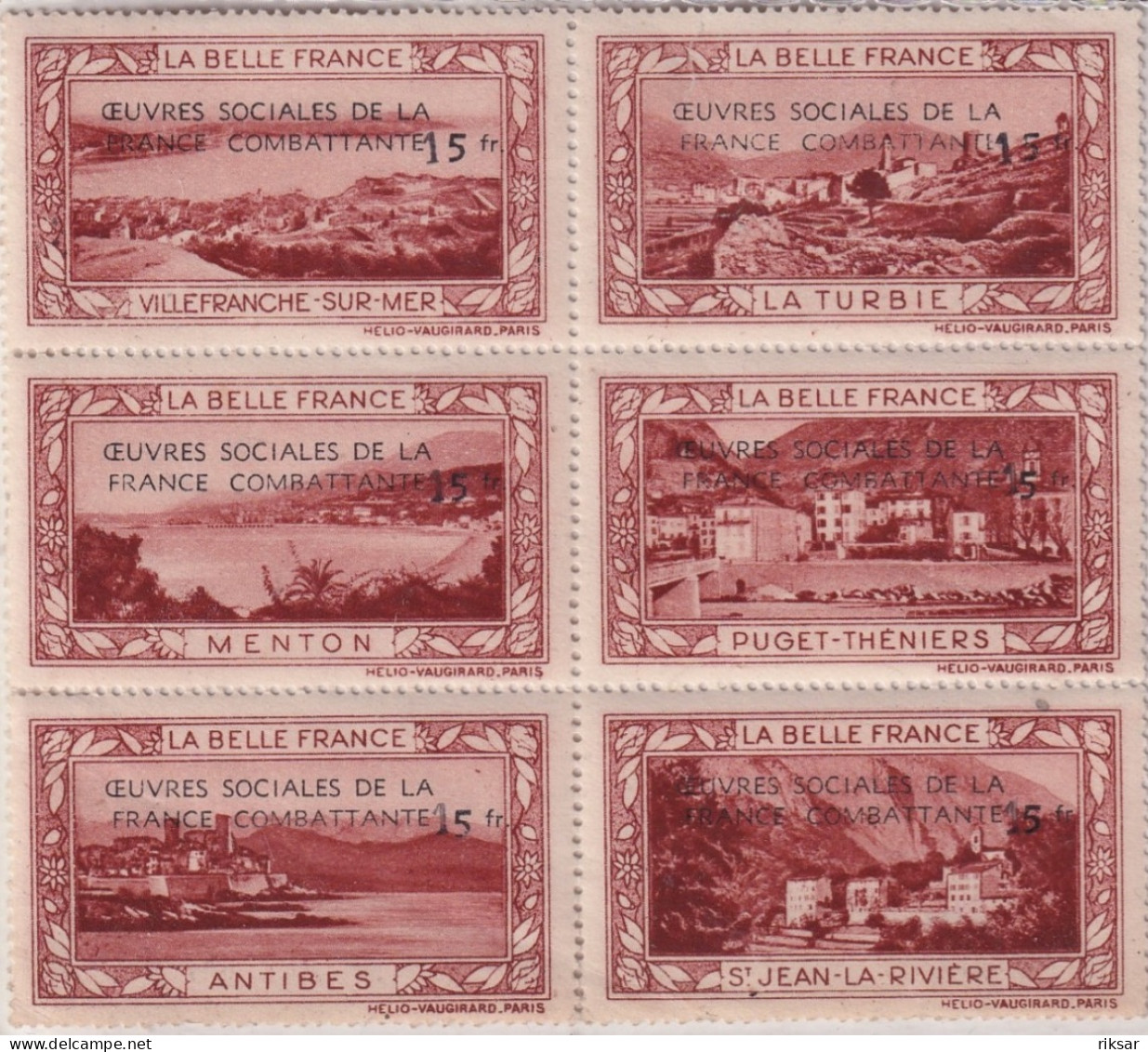 FRANCE(OEUVRES SOCIALES DE LA FRANCE COMBATTANTE) 6 TIMBRES - Militair