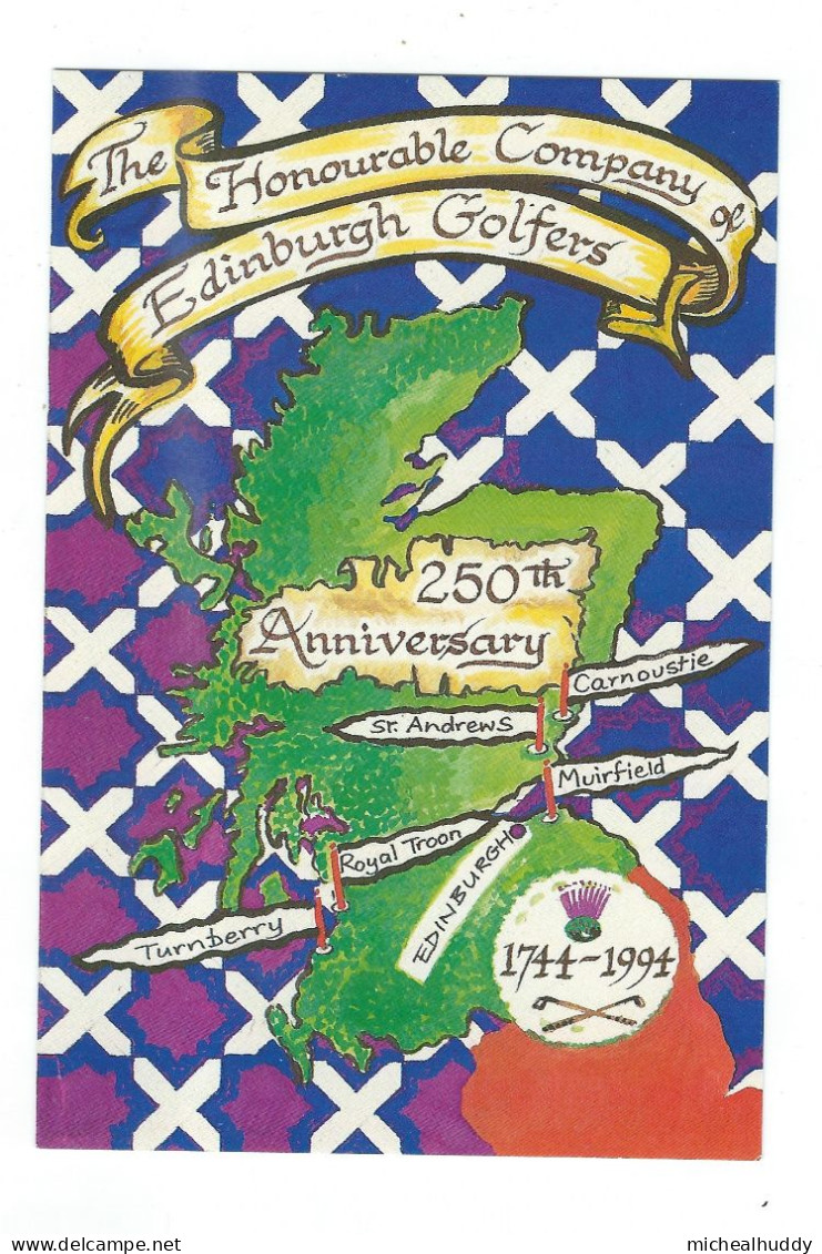 POSTCARD    MAP RELATED THE HONOURABLE COMPANY OF EDINBURGH GOLFERS - Cartes Géographiques