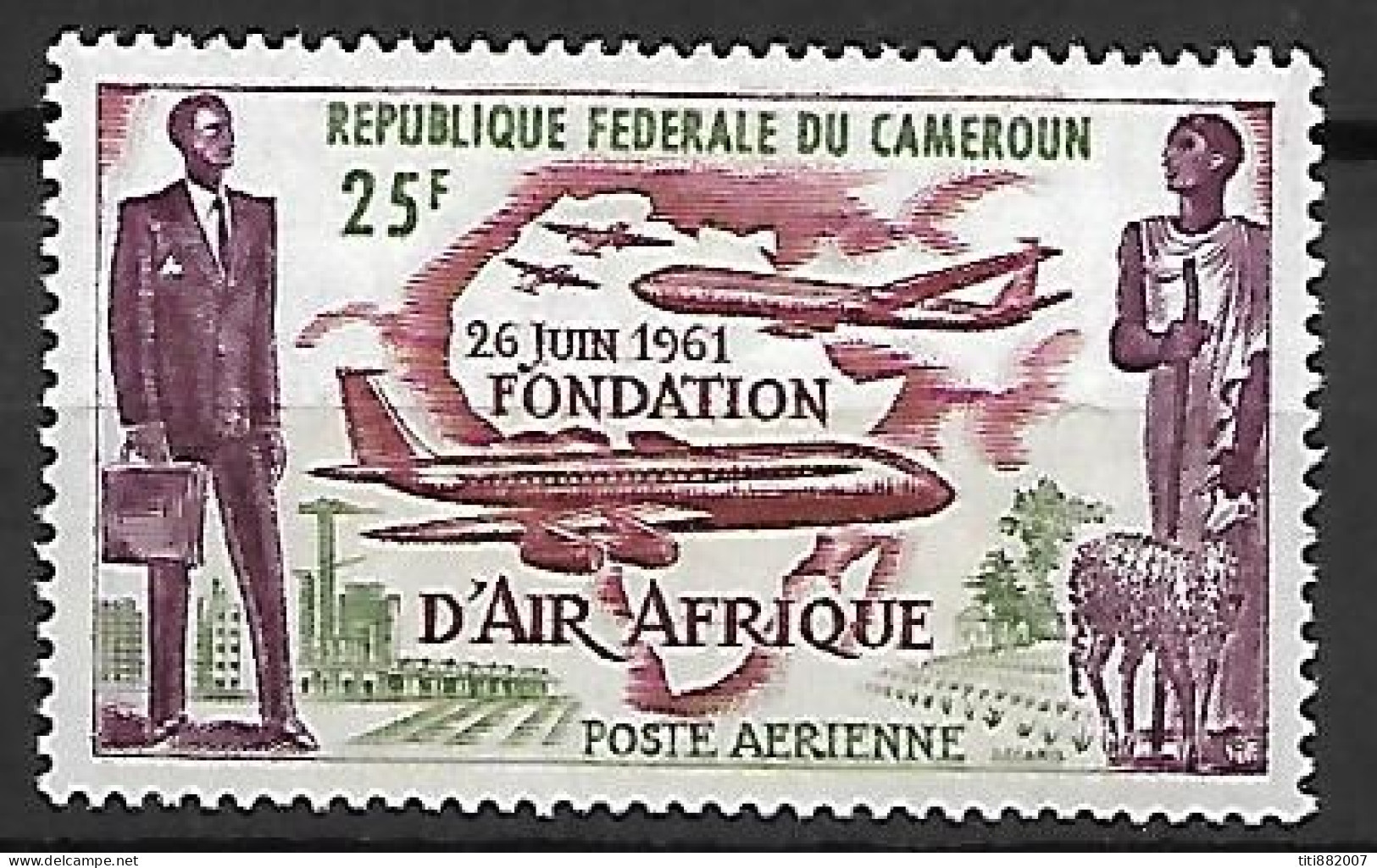 CAMEROUN.   Aéro.   1962.  Y&T N°52 *.  Air Afrique  /  Avions. - Cameroun (1960-...)