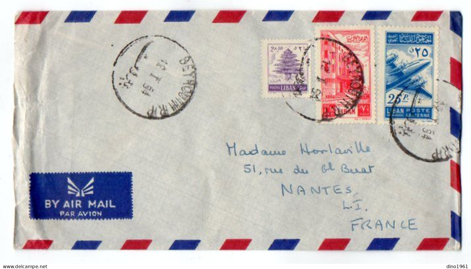 TB 4769 - 1954 - LSC - Lettre Par Avion De BEYROUTH ( Liban ) Pour NANTES ( France ) - Liban