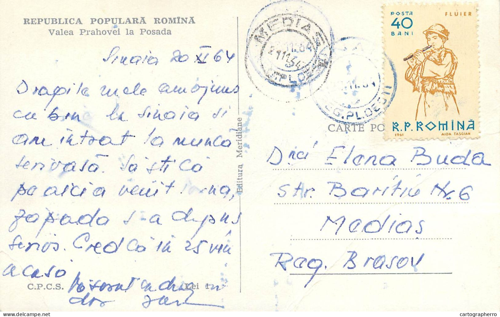 Postcard Romania Valea Prahovei Posada 1964 - Romania