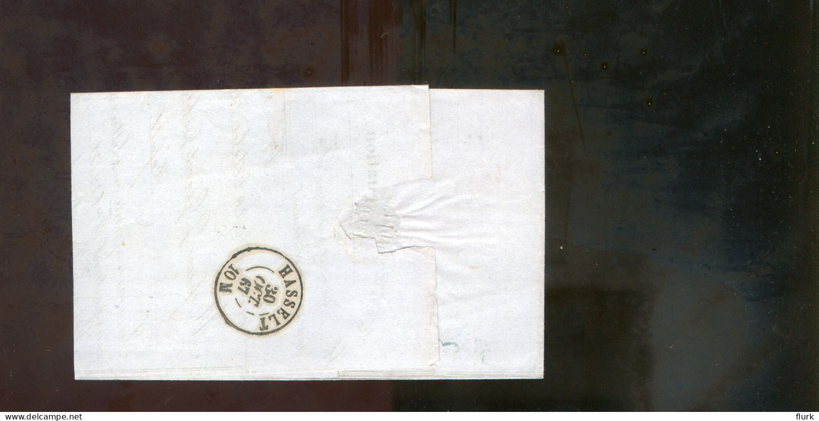 België OCB18 Gestempeld Op Brief Verviers-Hasselt 1867 Perfect (2 Scans) - 1865-1866 Profil Gauche