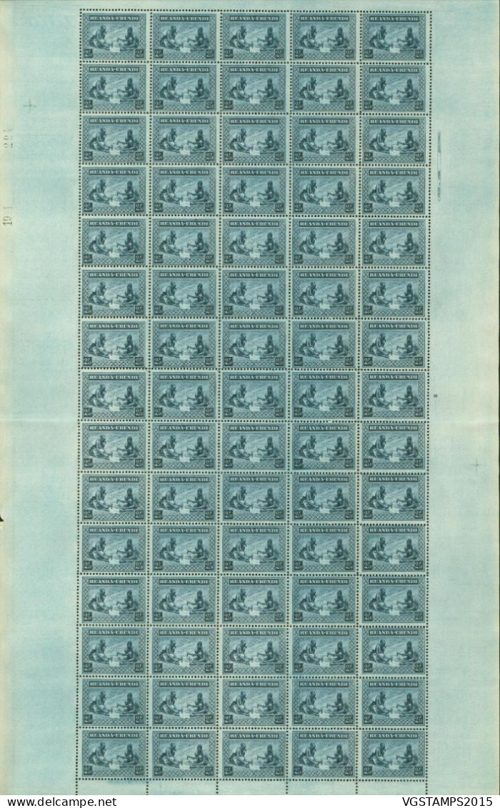 Ruanda-Urundi 1937 - Timbres Neufs. COB Nr.: 111/113. Feuille De 75. Avec Nº. De Planche. PAS COMMUN.. (EB) AR.02260 - Nuovi