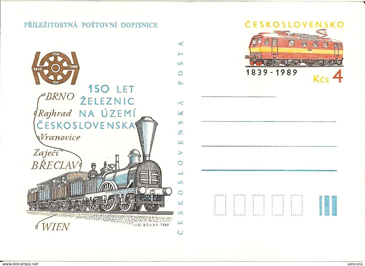 CDV 225 Czechoslovakia 150 Years Of The Wien - Brünn Railway Line 1989 - Trains