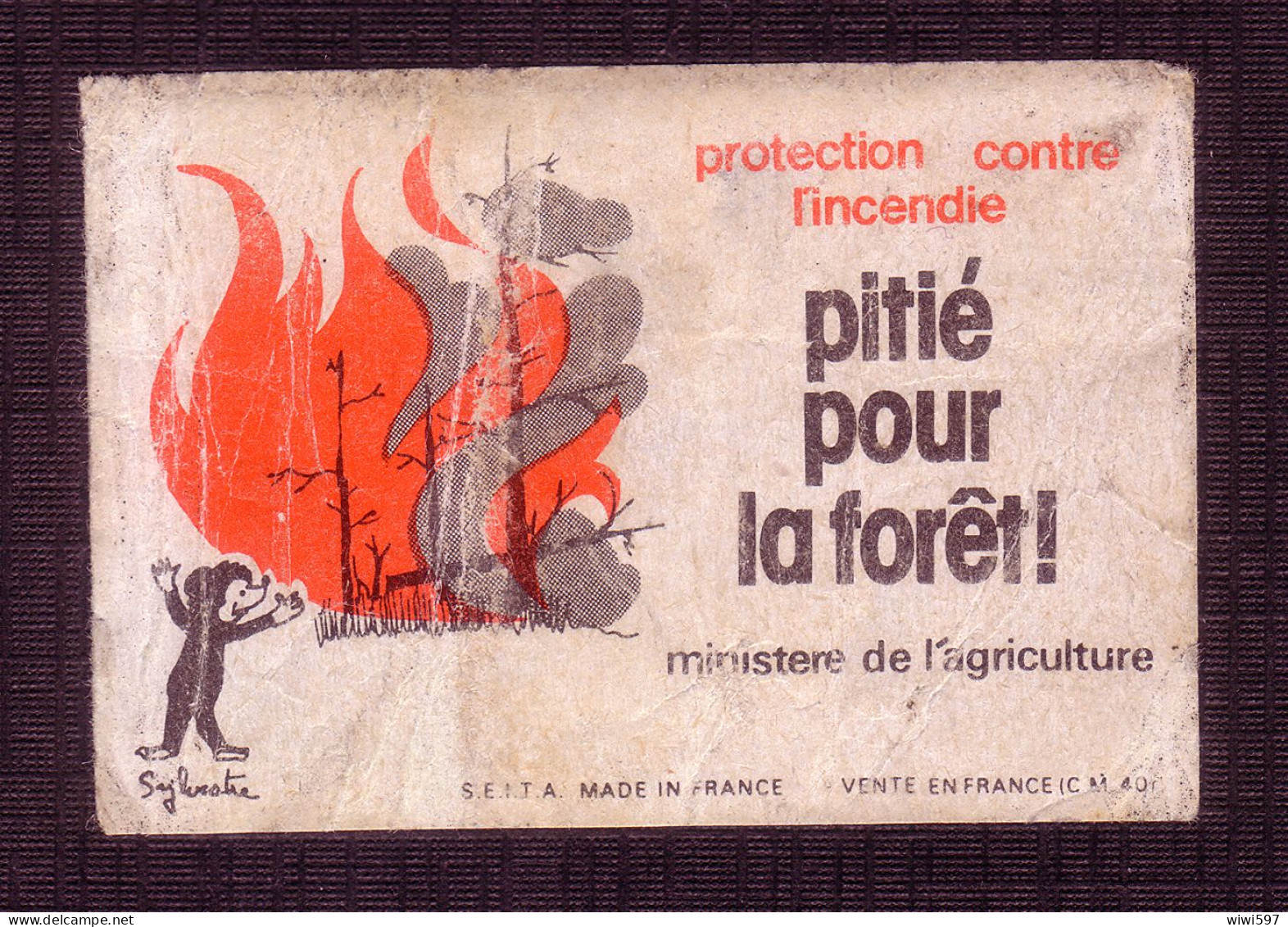 ÉTIQUETTE DE BOITE D'ALLUMETTES PROTECTION CONTRE L'INCENDIE DES FORÊTS - Matchbox Labels