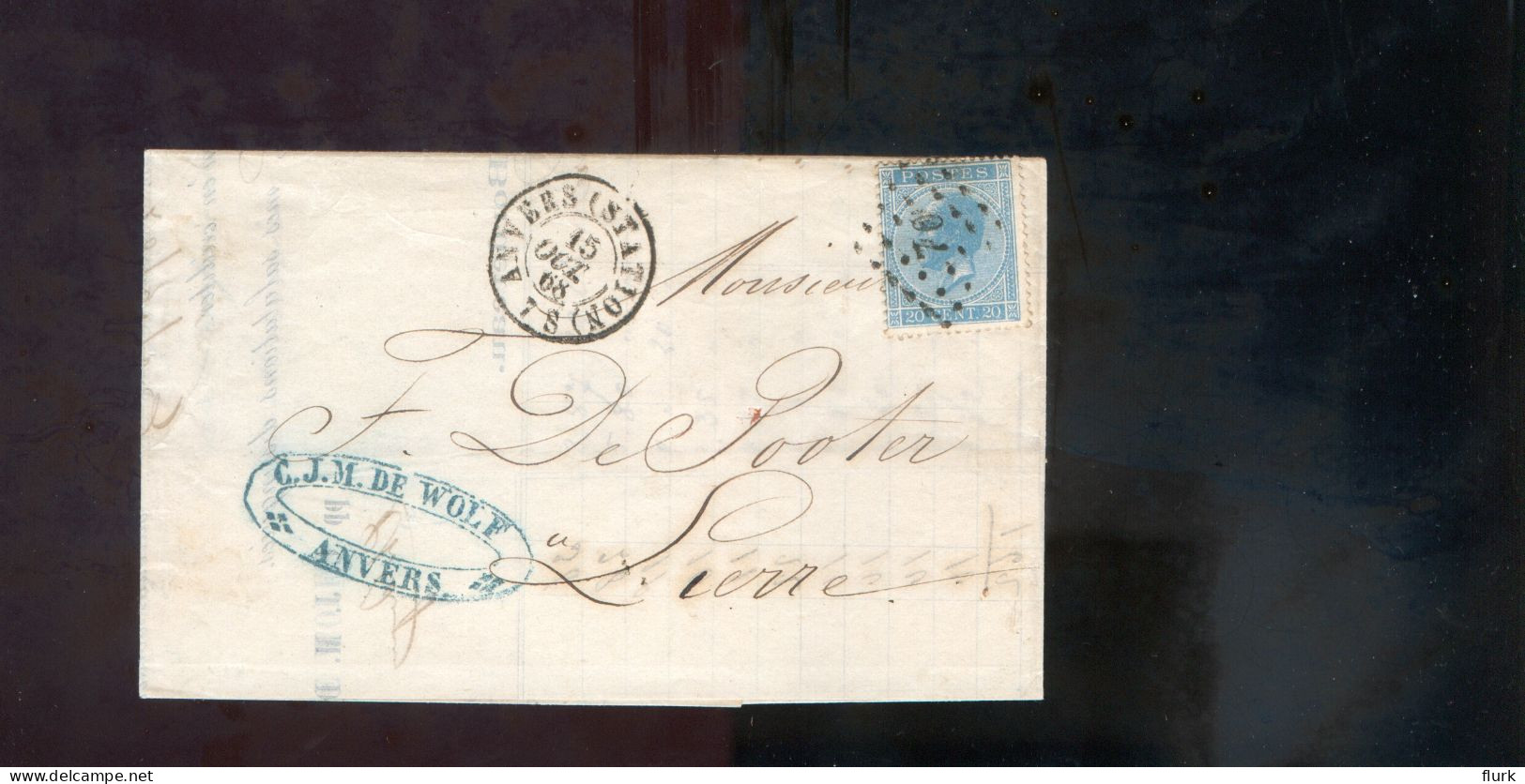 België OCB18 Gestempeld Op Brief Anvers-Lierre 1868 Perfect (2 Scans) - 1865-1866 Linksprofil