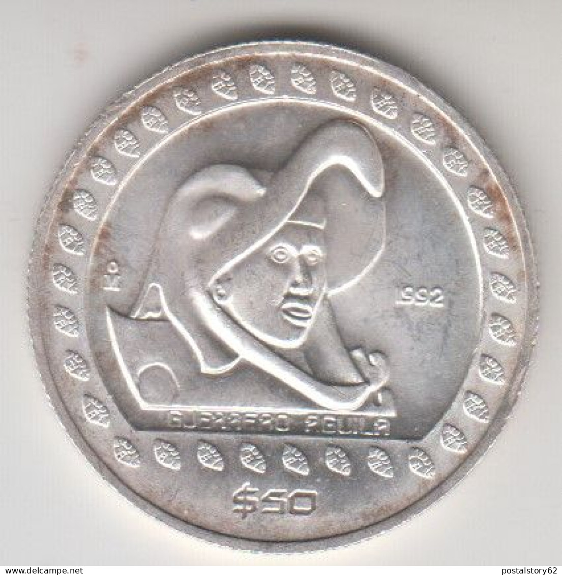 Messico, 50 Pesos 1992 Azteco 1/2 Oncia Gr. 15,55 Argento 999% - Messico