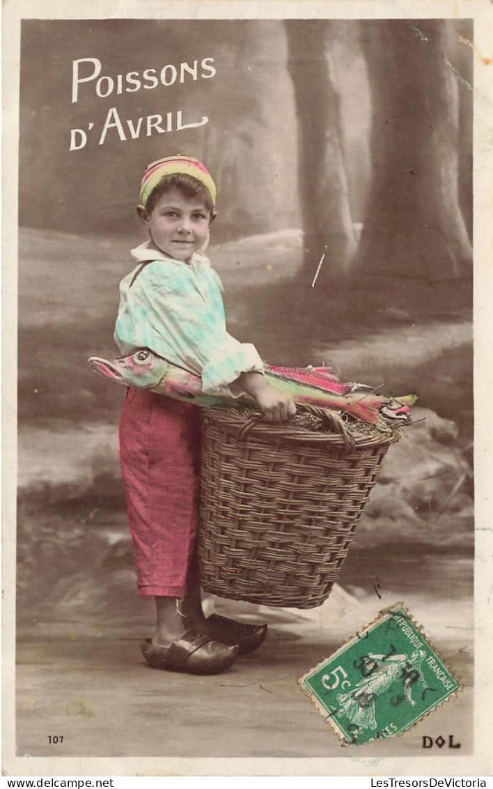 FETES - VOEUX - 1er Avril - Poisson D'avril - Poisson D'Avril - Enfants - Poisson - Colorisé - Carte Postale Ancienne - Erster April