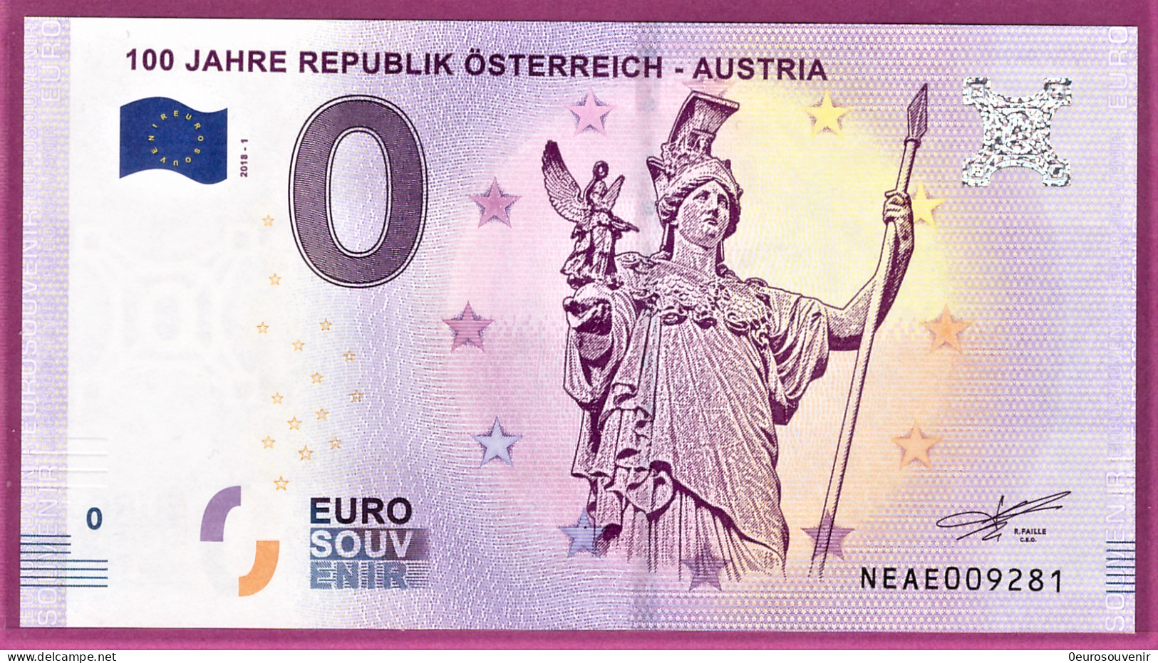 0-Euro NEAE 2018-1 100 JAHRE REPUBLIK ÖSTERREICH - AUSTRIA - Privatentwürfe