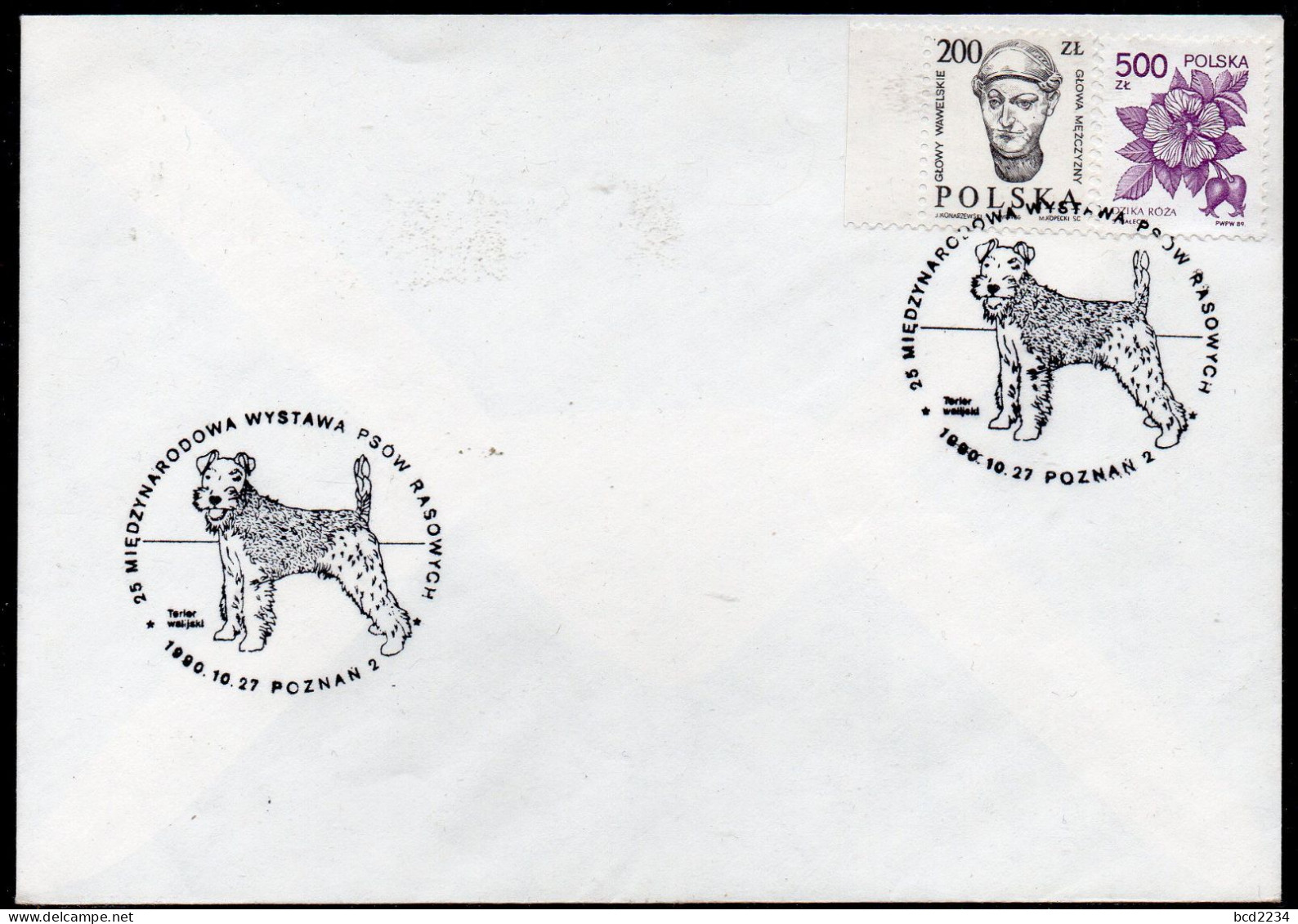 POLAND 1990 25TH INTERNATIONAL PEDIGREE DOG SHOW IN POZNAN SPECIAL CANCEL ON COVER DOGS POLISH WELSH TERRIER - Hunde