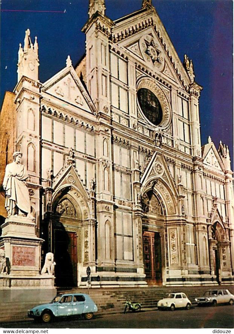 Automobiles - Italie - Italia - Florance - Firenze - Eglise De S. Croce La Nuit - Chiesa Di S. Croce Notturno - 2CV - CP - Toerisme