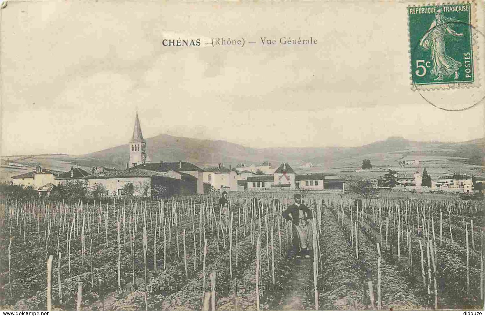 69 - Chénas - Vue Générale - Animée - Vignes - CPA - Oblitération Ronde De 1907 - Voir Scans Recto-Verso - Chenas