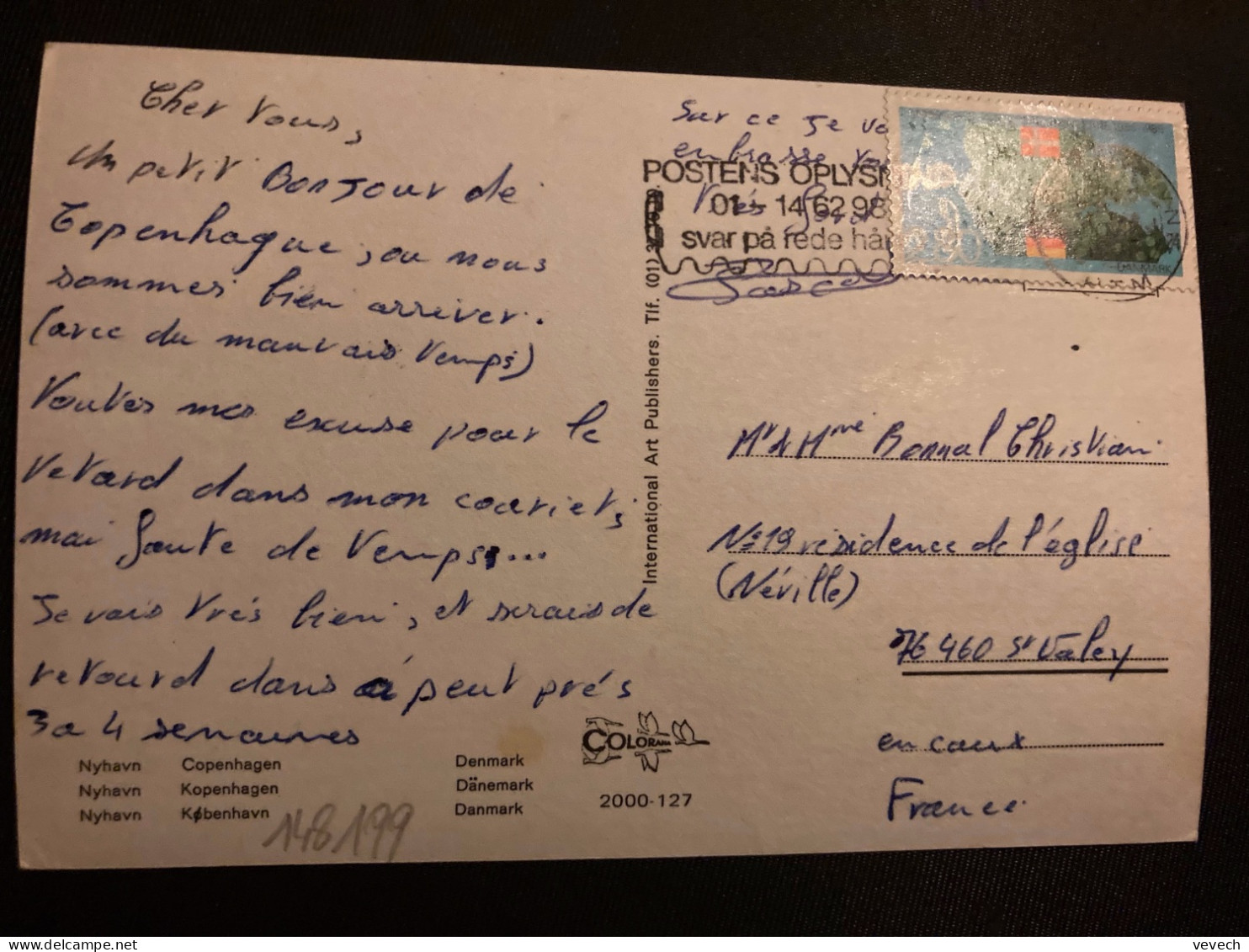 CP Pour La FRANCE TP KOBENHAVN BONN 2.80 OBL.MEC.1 MA 1995 KOBENHAVN - Cartas & Documentos