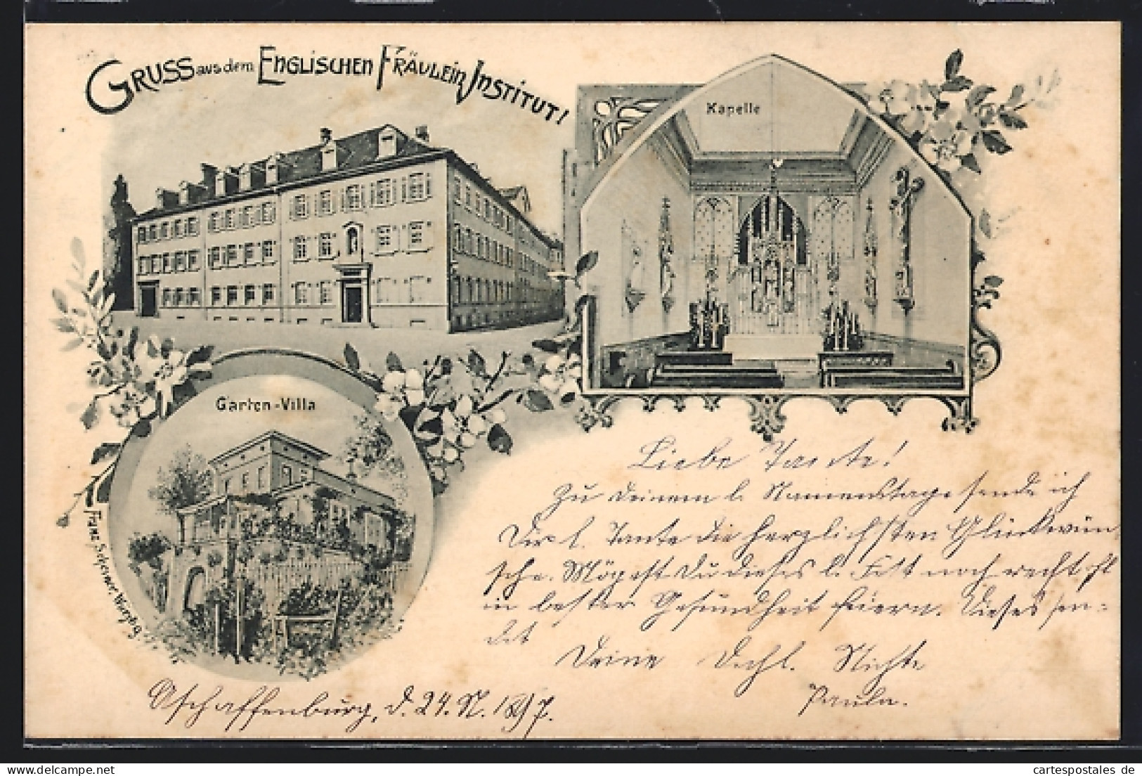 AK Aschaffenburg, Das Evangelische Fräulein Institut, Kapelle Und Garten-Villa  - Aschaffenburg