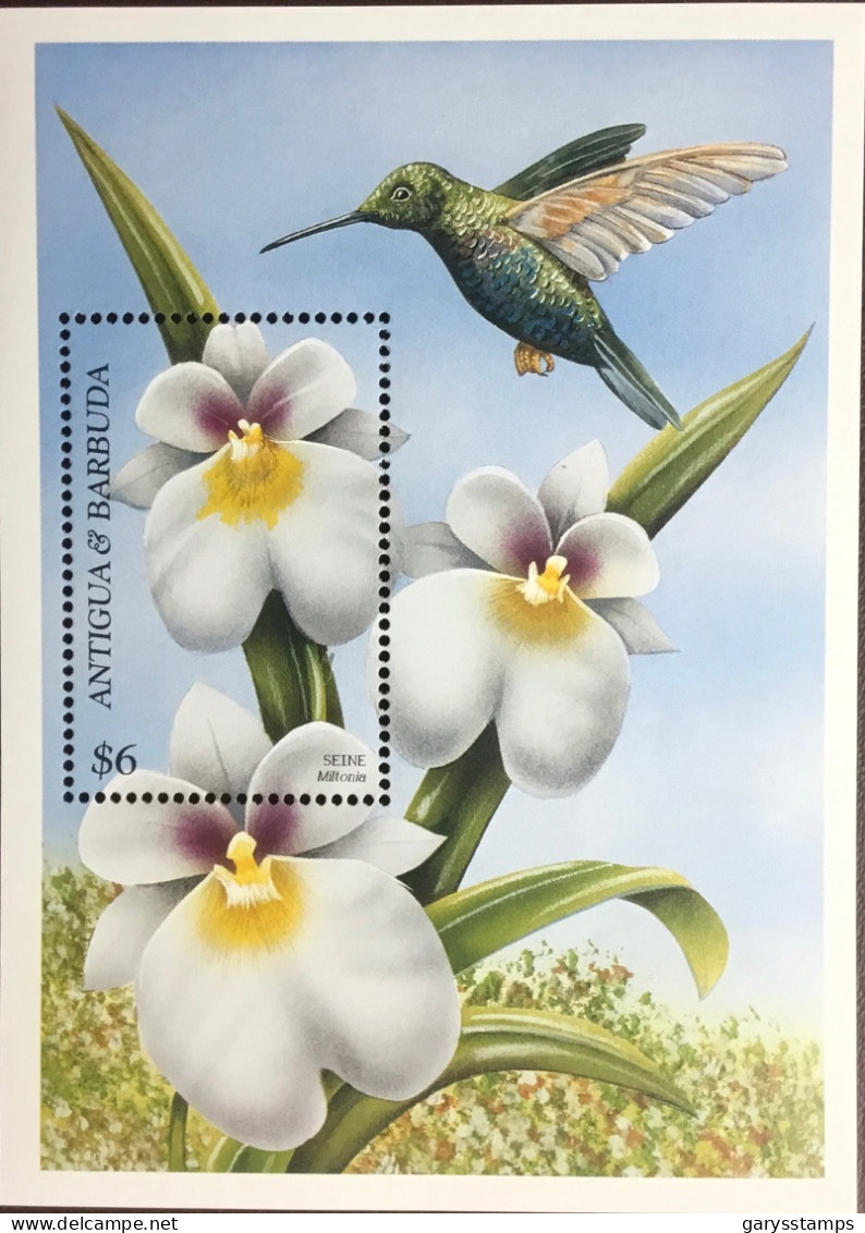 Antigua 1997 Orchids Flowers Birds Minisheet MNH - Orchideeën