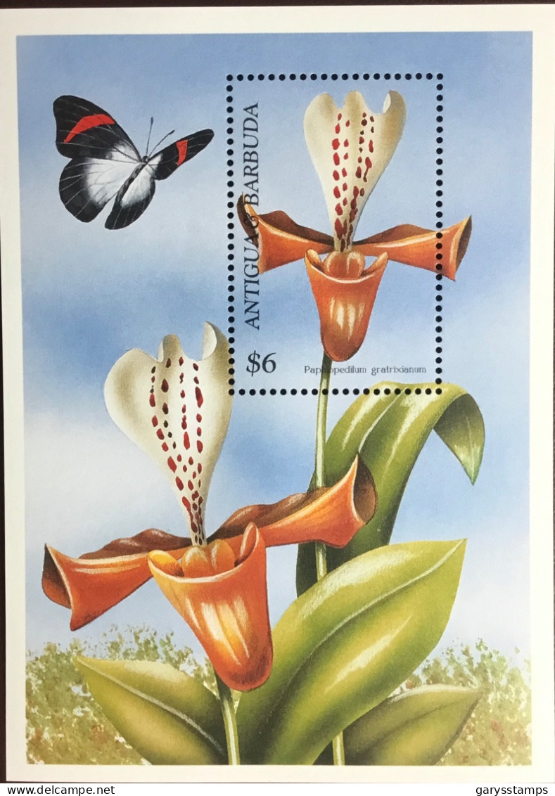 Antigua 1997 Orchids Flowers Butterflies Minisheet MNH - Orchideeën