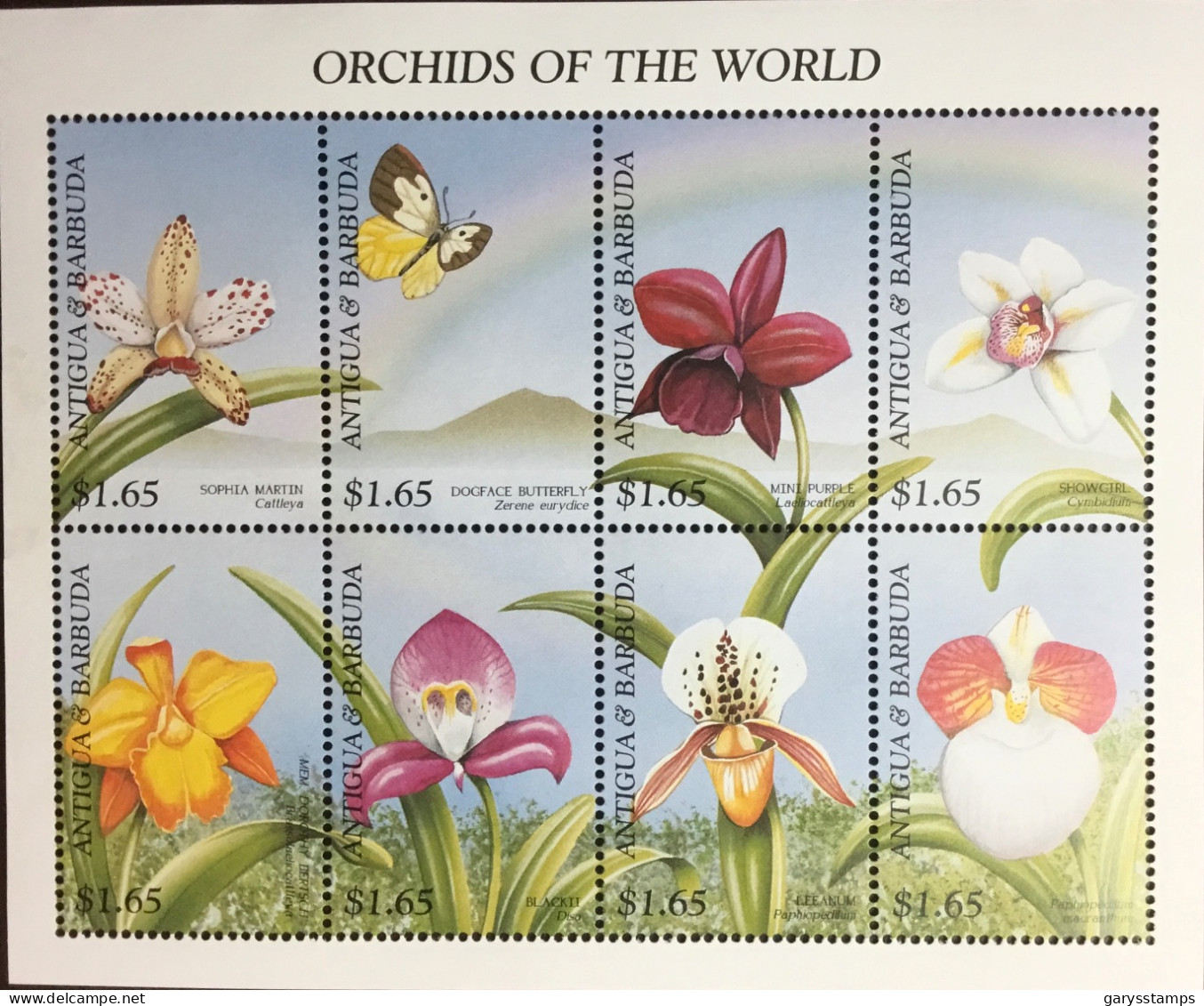 Antigua 1997 Orchids Flowers Butterflies Sheetlet MNH - Orchids