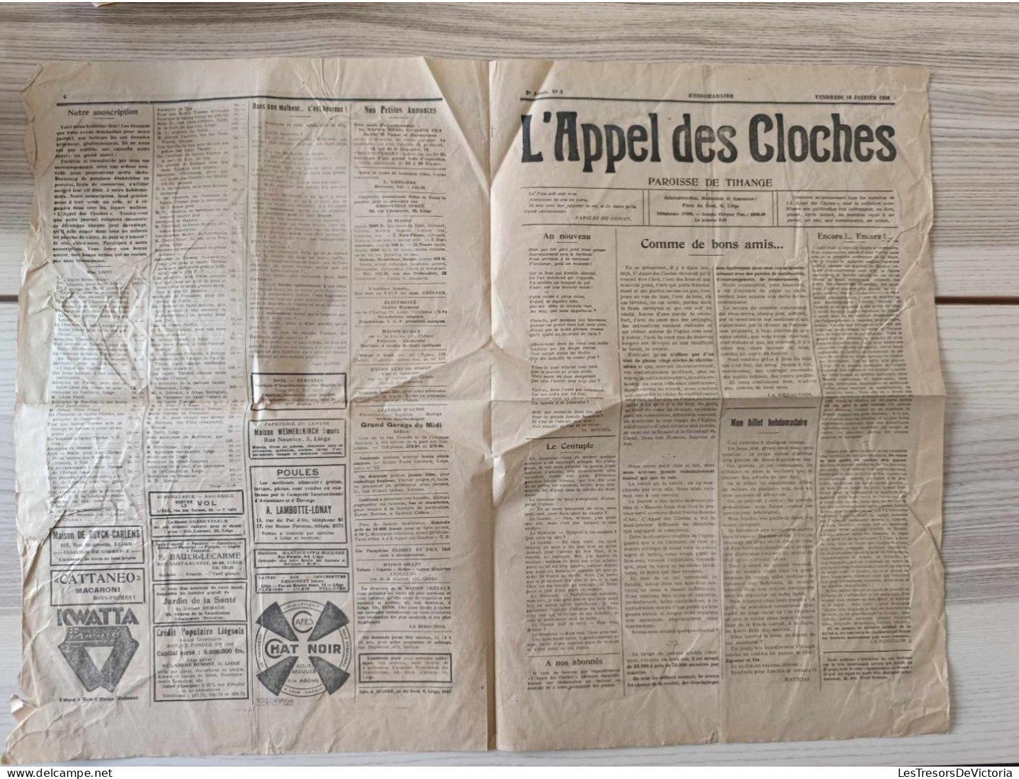 Belgique - L'appel Des Cloches - Paroisse De Tihange- Journal Du Vendredi 19 Janvier 1930 - Ohne Zuordnung