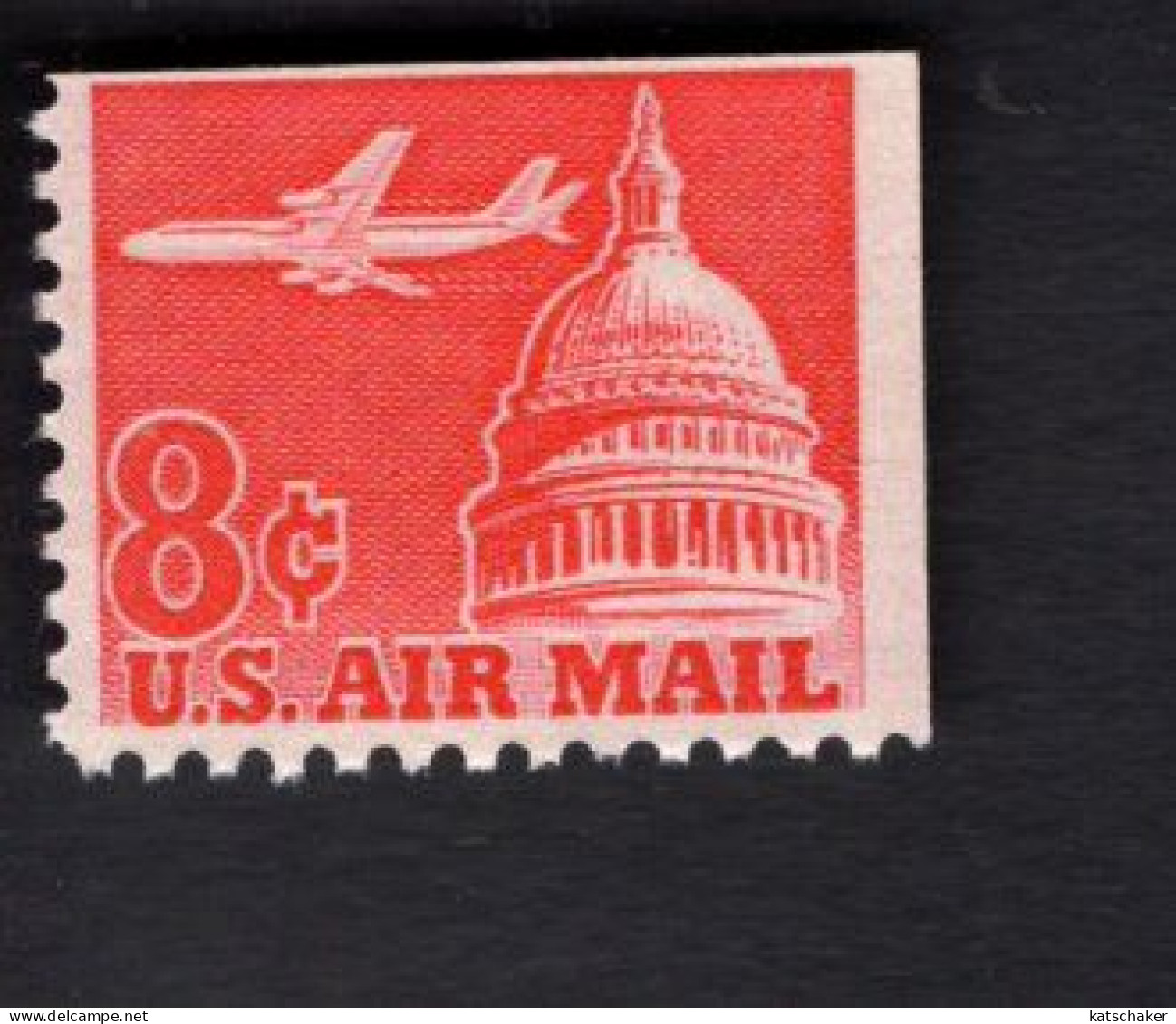 2010461429 1963 (XX) SCOTT C64 POSTFRIS MINT NEVER HINGED  - JET AIRLINER OVER CAPITOL UPPER & RIGHT IMPERFORATED - 3b. 1961-... Ungebraucht